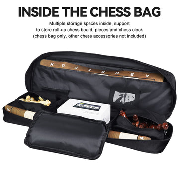 Leap Chess Bag Only For Chess Sets Convenient Carrying Bag With Four Store Part For Roll-Up Chess Board Chess Pieces Chess Clock, As Replacement Of Chess Sets Great For Traveling Or Camping