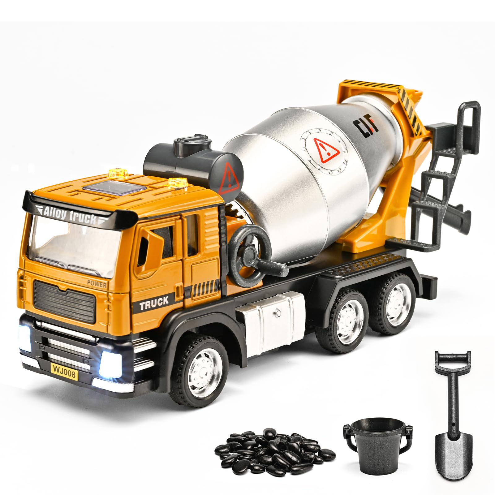 NOVAFUSION Cement Mixer Truck Toys for Boys,Cement Mixer Toy Truck Metal Diecast Cab,Pull Back Mixer Trucks Construction Trucks 