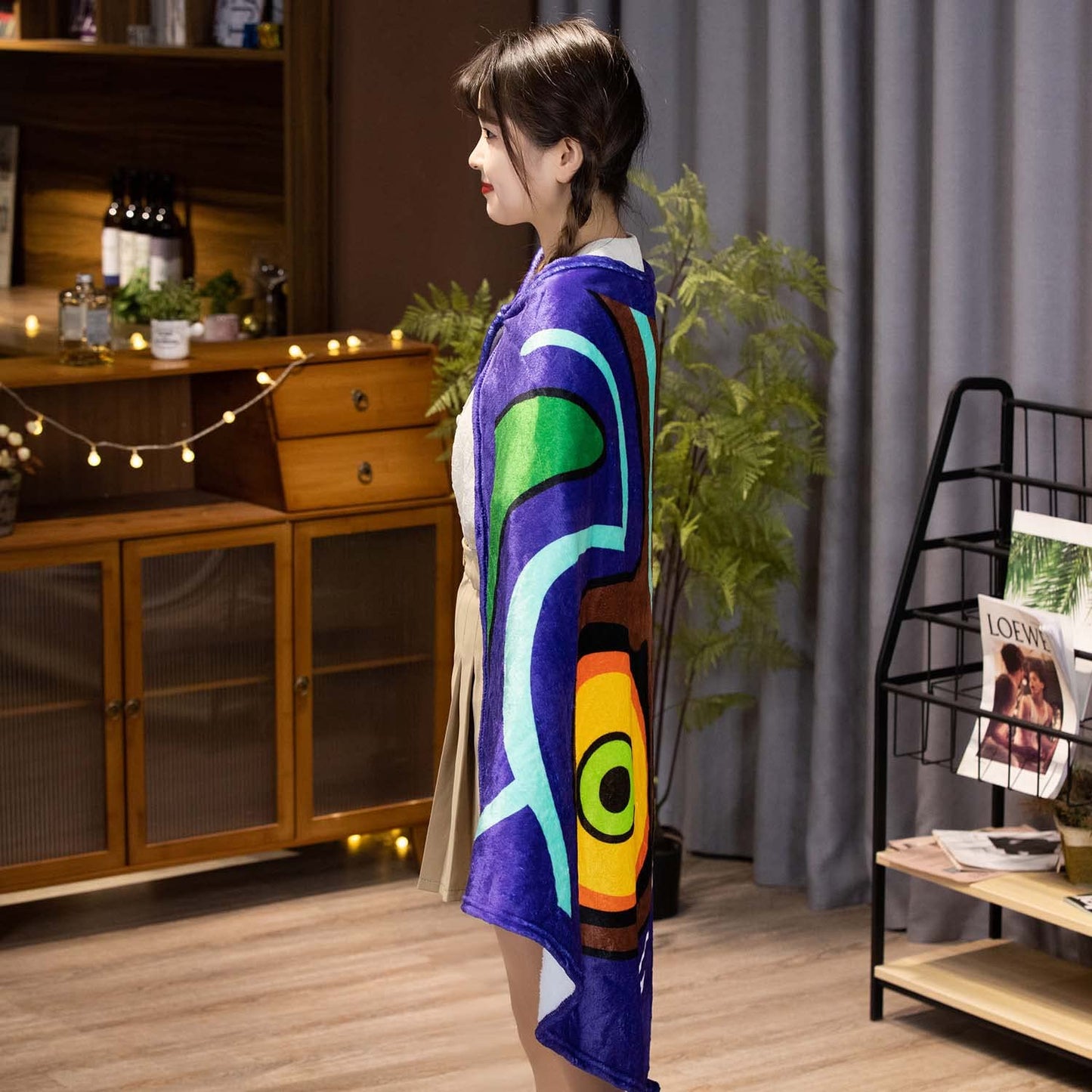 Marukqw Zelda Plush Glider Style Blanket Cloak Cosplay Prop L60 Inch W43 Inch (Dark Blue)