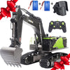 RC Excavator for Adults Huina 1593 Fully Functional 1:14 Scale 22 Channel Remote Control Toy Truck Construction Vehicle with Met