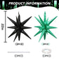 6PCS Star Balloons, 22Inch Large Black Green Star Balloon Explosion Foil Balloons Cone Spike Balloon for Birthday Graduation Wed