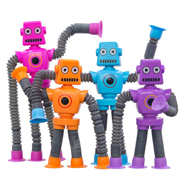 Easter Basket Stuffer Gift, Pop Tubes Robot Fidget Toys For Kids, 2Pack Fidget Pop Telescopic Suction Cup Toy For Stress And Anx