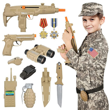Giftinbox Kids Army Soldier Dress Up Costume Role Play Set, Deluxe Christmas Gift For Kids Boys Aged 3-12 Size L