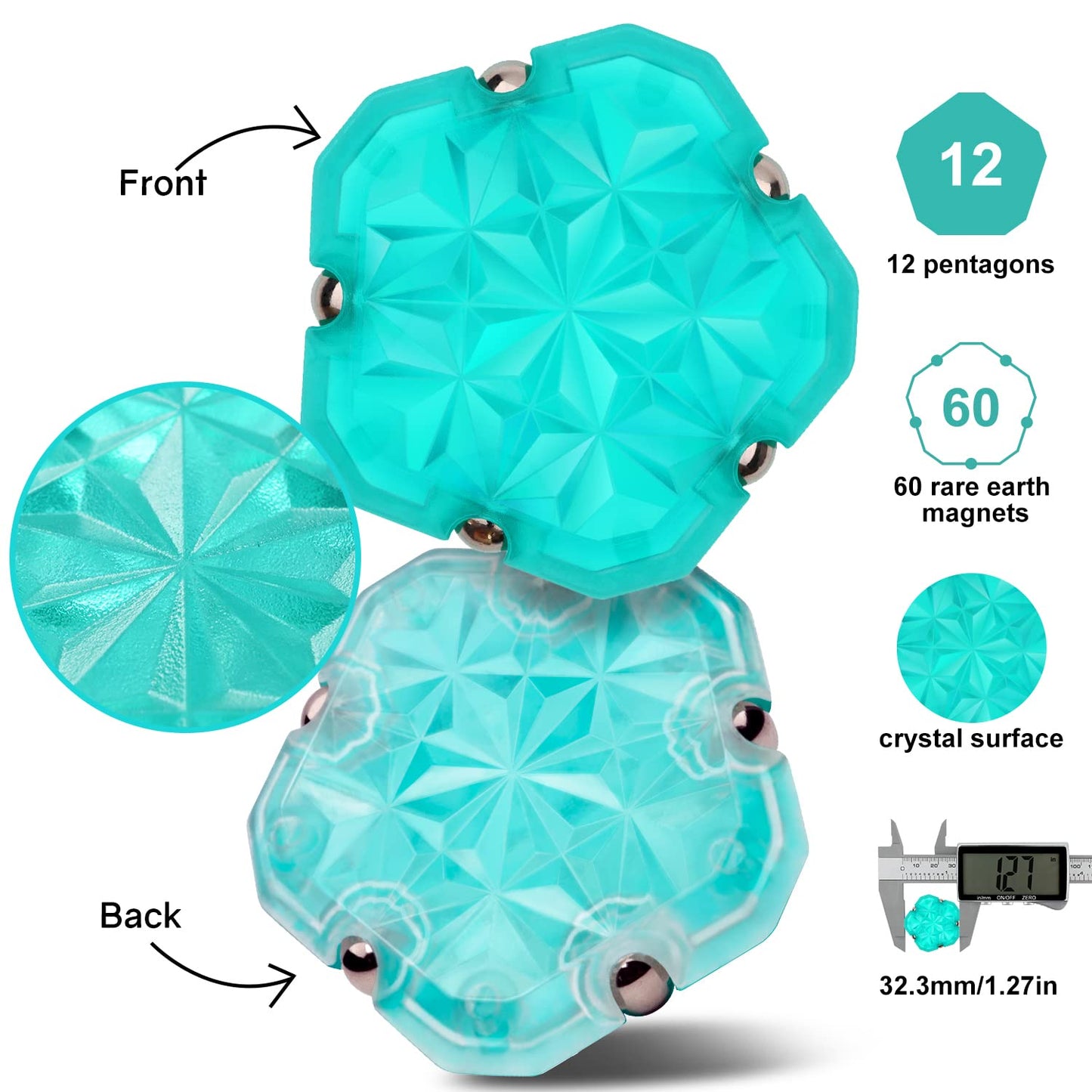 Dyrdm Magnetic Fidget Sphere 12 Pcs Magnetic Pentagons Magnet Sphere Fidget Toys Magnetic Building Blocks Stress Relief Desk Toys For Adults Green
