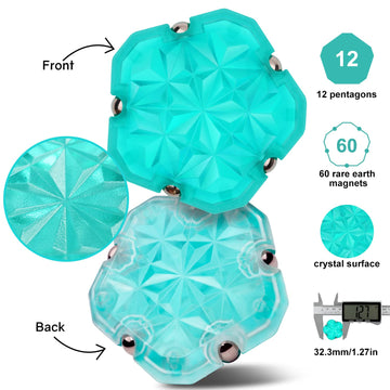 Dyrdm Magnetic Fidget Sphere 12 Pcs Magnetic Pentagons Magnet Sphere Fidget Toys Magnetic Building Blocks Stress Relief Desk Toys For Adults Green