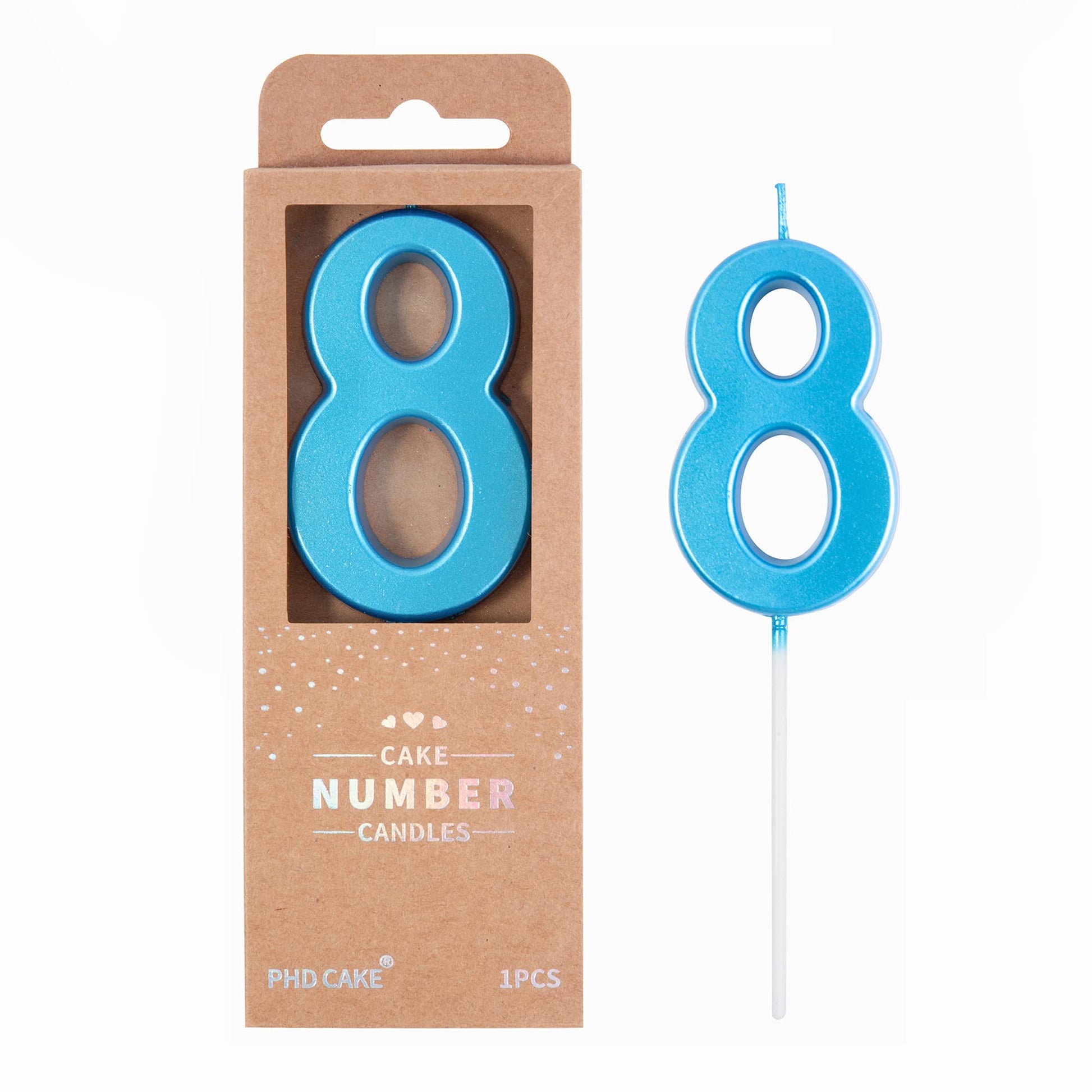 PHD CAKE 2.76 Inch Modern Blue 8 Number Birthday Candles, Blue Number Candles, Cake Number Candles, Party Celebration