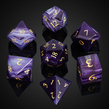 UDIXI Gemstone DND Dice Set, 7PCS Purple Agate Stone D&D Dice Polyhedral Dice for Dungeons and Dragons Role Playing and Other Ta