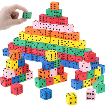 Jenaai 100 Pcs Foam Dice Small Colorful Foam Dice for Classroom Foam Dice Cubes with Number Dots Pocket Dice Bulk for Math Teaching Classroom Party Favor (Multicolor 0.79 Inch)