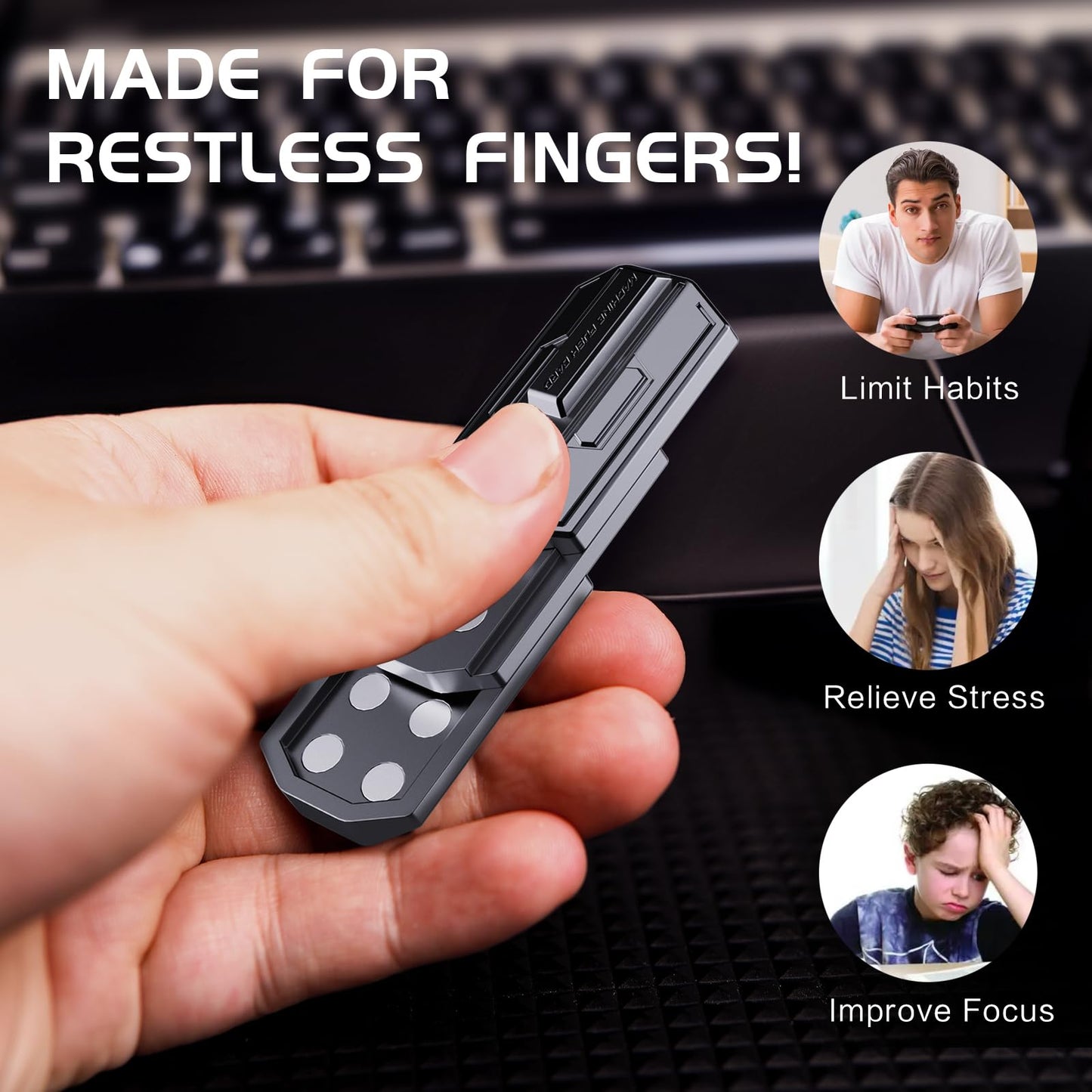 Innplus Fidget Slider, Fidget Toys Adults Metal Magnetic Fidgets Desk Toys, Cool Edc Gadgets Anxiety Stress Relief Toys, Adhd To