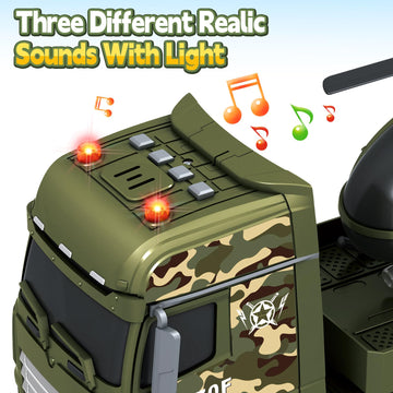 SpringFlower Toddler Boy Toys, 3 in 1 Large Army Truck Toy with Helicoper and Tank, Military Transport Truck Toy, Christmas Birt