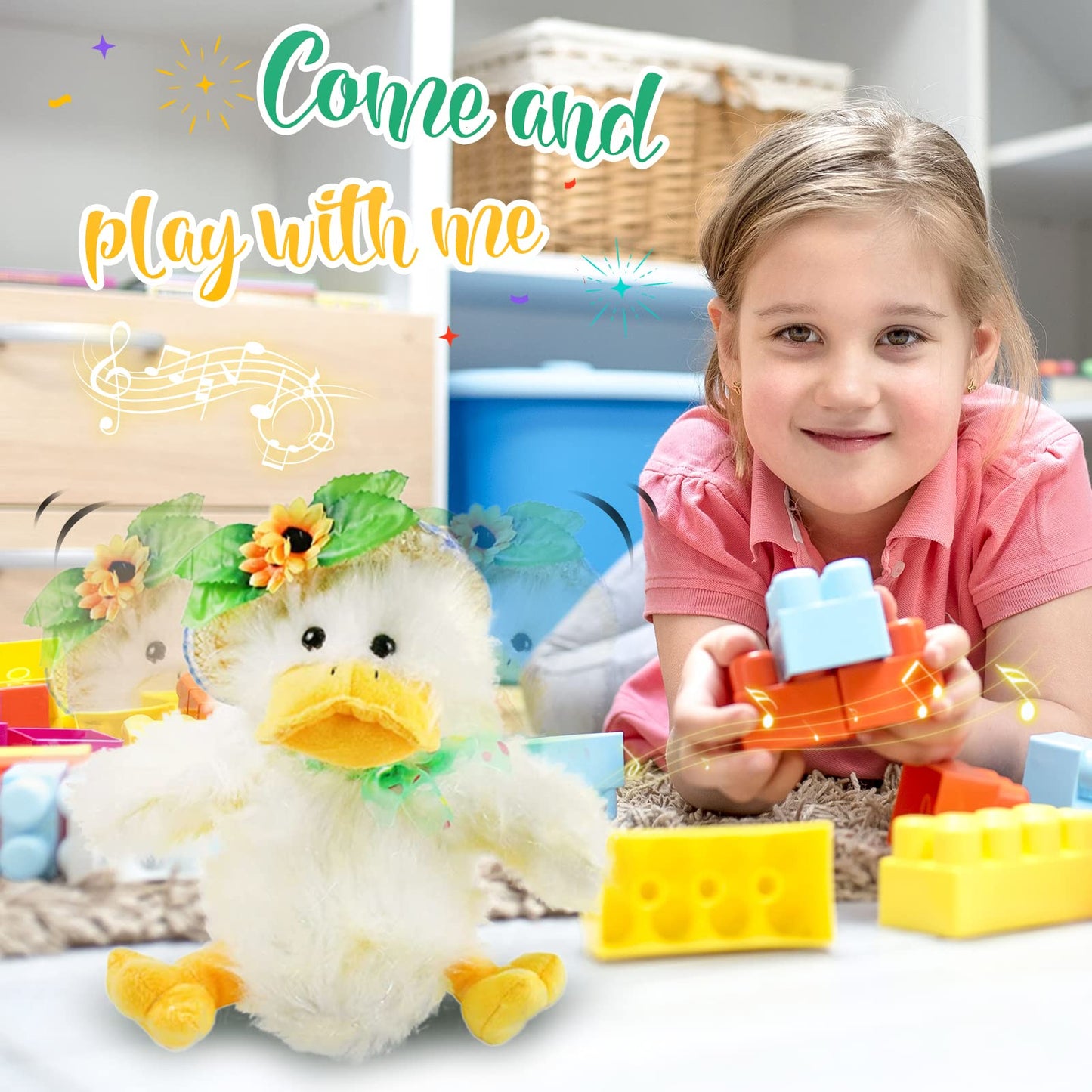 Houwsbaby 12 Electronic Duck Music Dancing Stuffed Animal Singing You Are My Sunshine Waving Interactive Duck Plush Toy With Str