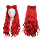 D.O.T Girls Rise Red Costume Includes Red Heart Jacket Shirt Flared Pants Wig Gloves 5Pcs Halloween Princess Dress Up 3-14Y (Red, 3-4Years)