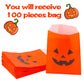 Kolewo4Ever 100 Pieces Halloween Pumkin Bags Halloween Treats Bags Halloween Paper Bags Pumkin Color Bags Jack-O-Lantern Pumpkin