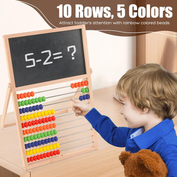 Ranqibo Wooden Abacus For Kids Math - Double-Sided Blackboard Whiteboard Magnetic Abacus For Toddlers 1-3 With 100 Magnetic Numb