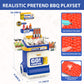 Kitchen Toys Playset,Kids Barbecue Grill Toy Set with Smoke, Sound& Light, Pretend Play Food BBQ Drill Cooking Game Toys,Indoor&