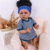 Maihao Reborn Baby Dolls Black Girl With Soft Body African American Real Life Babies Girl That Look Lifelike Newborn Baby Open Eyes 22Inch (Blue)