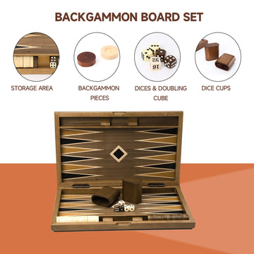 GSE Games & Sports Expert enhanced Wooden Folding Inlay Backgn Board Game Set  Classic Traditional Strategy Board Games (Star - 17 Inches)
