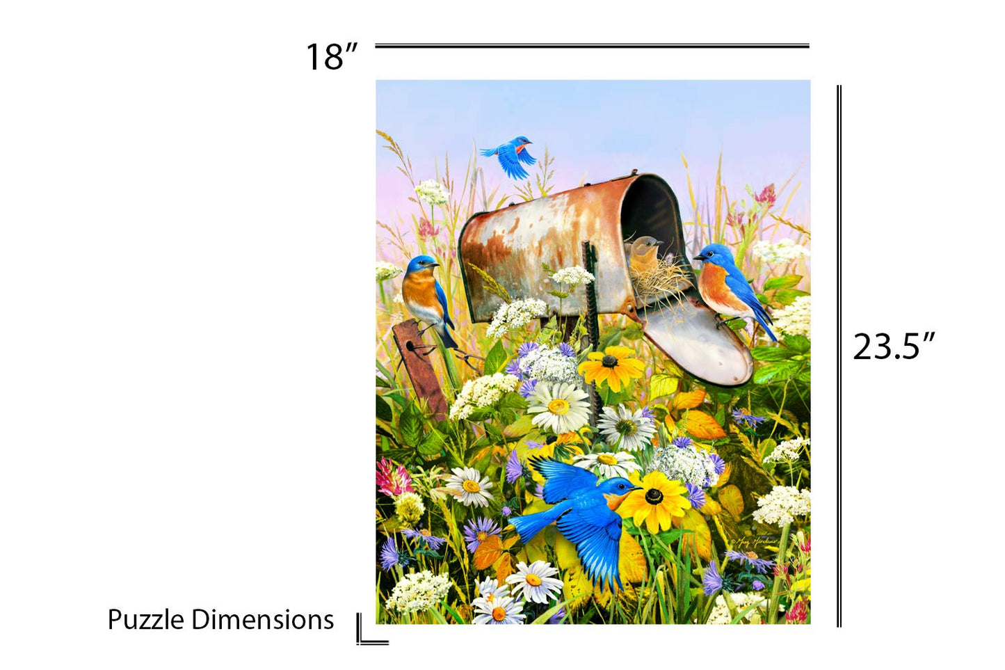 Springbok 500 Piece Jigsaw Puzzle - Blue Birds, Engineered Wood, Multi Color, Model 33-01579, Made in USA