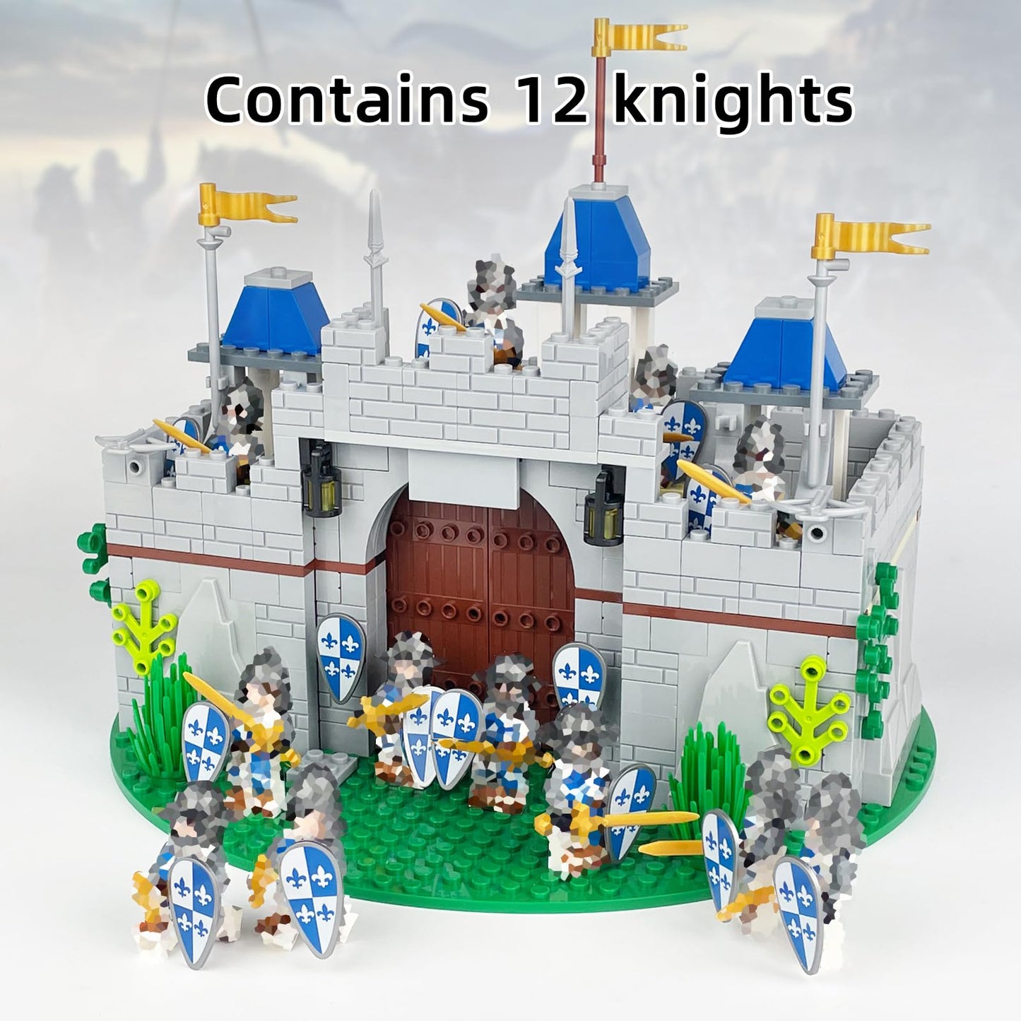Usoway Medieval Knight Castle Building Blocks Set, 12 Knights Figures, Model 607016, Compatible with Lego, One Size, Plastic, Ages 6+