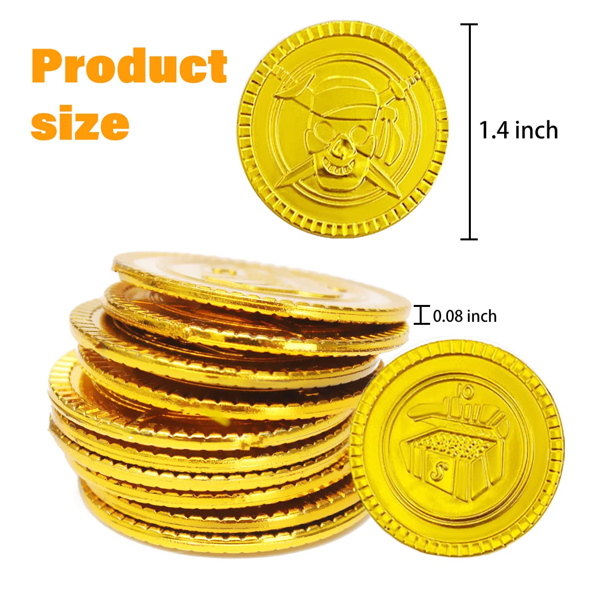 100 Pieces Plastic Pirate Gold Coins Set - Play Treasure Gold Coins for Pirate Themed Party, St. Patrick's Day, Treasure Hunt Ga