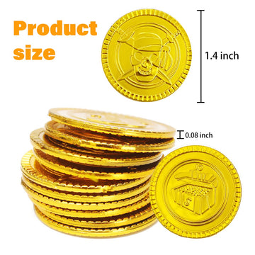 100 Pieces Plastic Pirate Gold Coins Set - Play Treasure Gold Coins for Pirate Themed Party, St. Patrick's Day, Treasure Hunt Ga