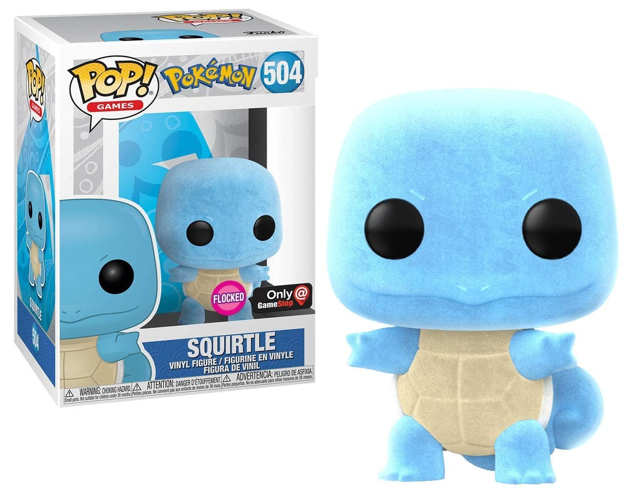 Funko POP! Games Squirtle [Flocked] #504 Exclusive - 3.75" Vinyl Figure - Blue