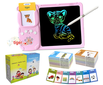 Rylai Toddler Toys Talking Flash Cards, Kindergarten Learning Resources 510 Sight Words With Drawing Tablet For Speaking Doodling, Sensory Toys For Kids With Autism, Boys Girls 2 3 4 5 6, Pink