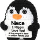 CryCarrot Mini Funny Niece Gifts from Auntie Aunt Uncle  Handmade Crochet Penguin Christmas Birthday Gifts for Niece Teen mature-themed  I Love You Niece Emotional Cute Decor
