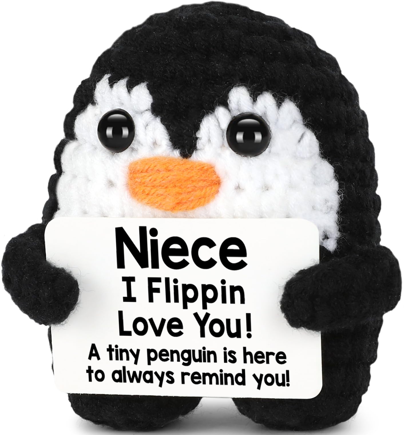 CryCarrot Mini Funny Niece Gifts from Auntie Aunt Uncle  Handmade Crochet Penguin Christmas Birthday Gifts for Niece Teen mature-themed  I Love You Niece Emotional Cute Decor