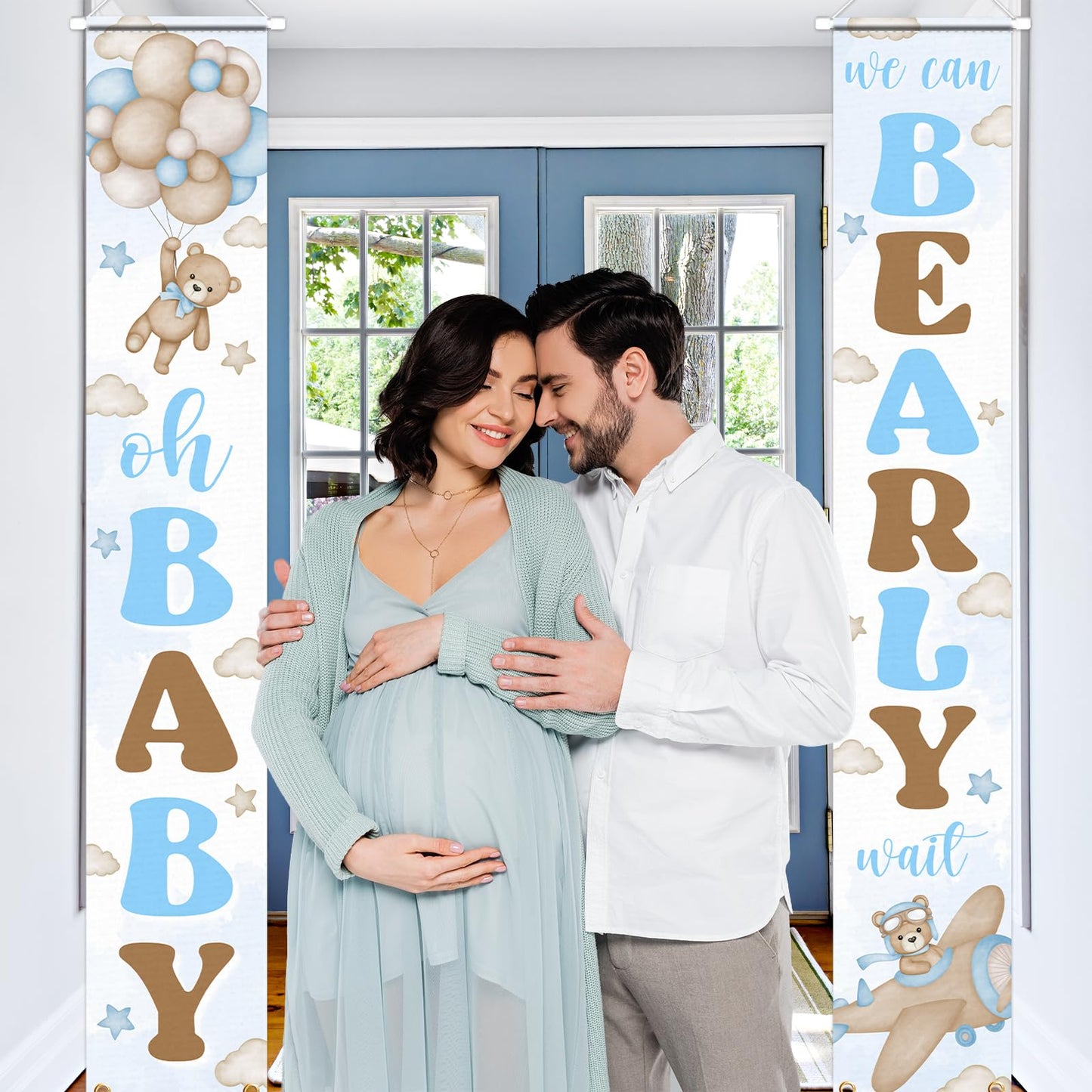 Bear Baby Shower Party Decorations We Can Bearly Wait Porch Sign Banner Gender Reveal Banner Porch Sign For Welcome Baby Party G