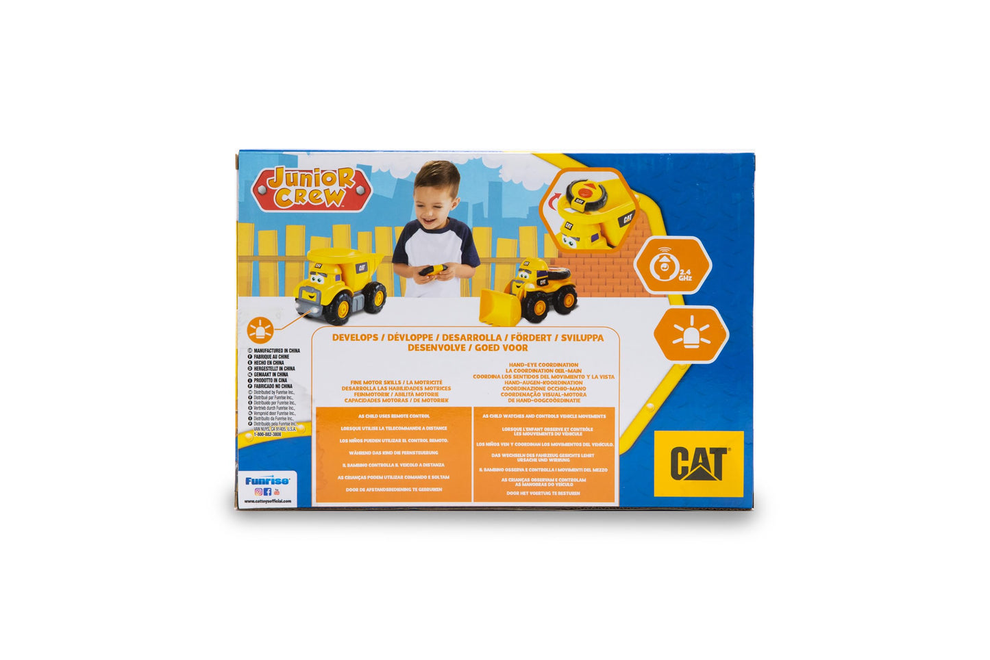 CAT Construction Toys, Junior Crew Lil' Movers Remote Control Truck, RC Car + Dump Truck, Working Headlights, with Child Friendl