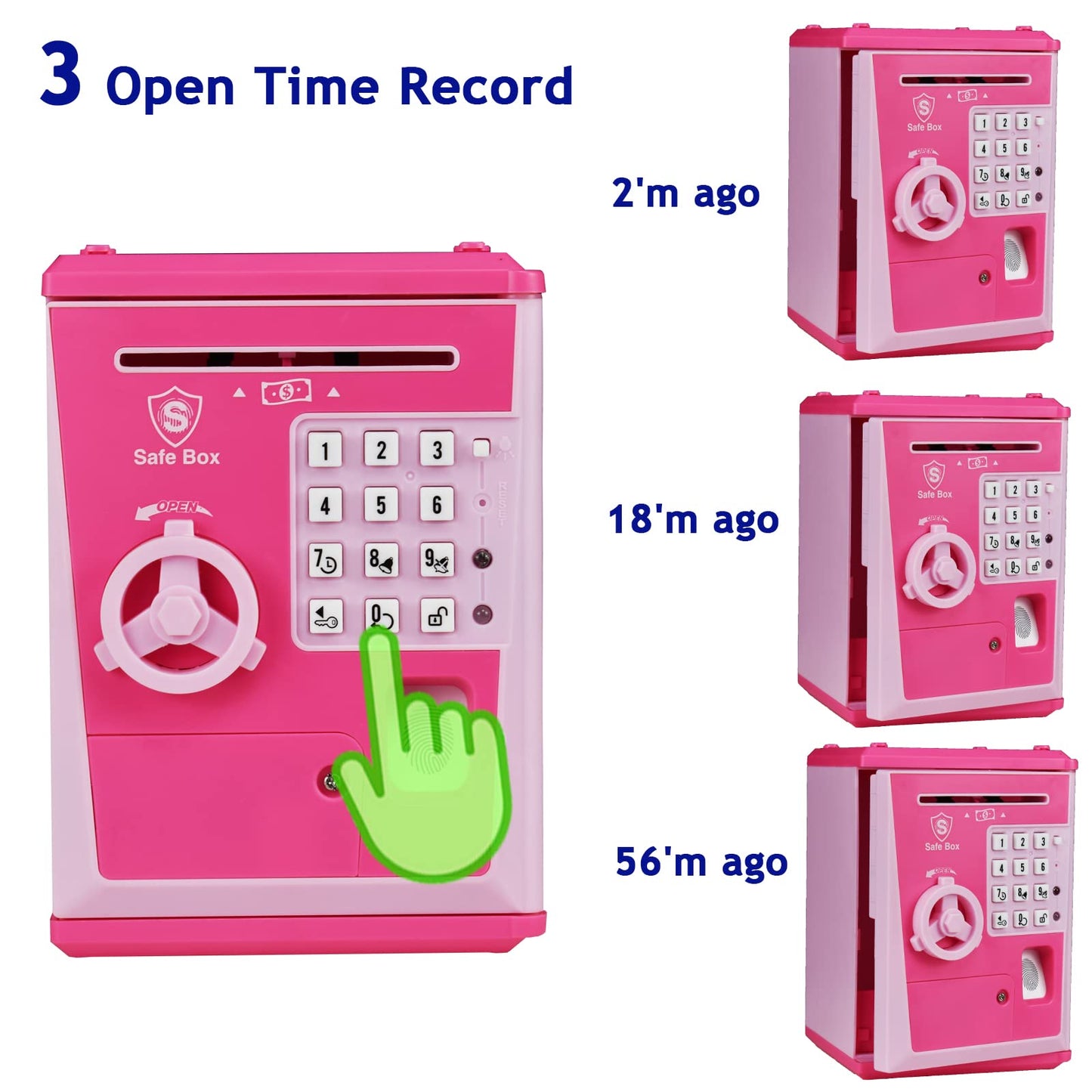 Litpggy Kids Safe Bank With Fingerprint Password Talking Atm Piggy Bank For Real Money Toy Gift For 5-14 Years Old Boys Girls