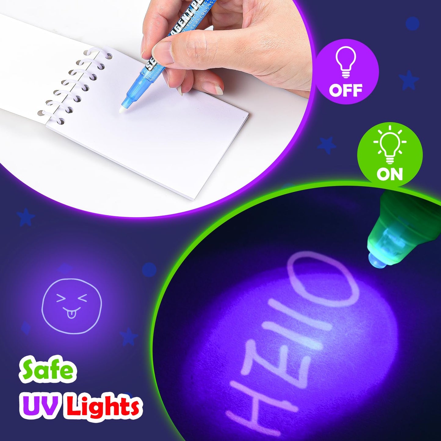 Invisible Ink Pens, 12 Pack Disappearing Ink Pens & 12 Pack Mini Notebooks, Magic Spy Kit For Boys Birthday Party, Halloween, Christmas Stocking Stuffers, Coolest Party Favors For Kids Classroom Gifts