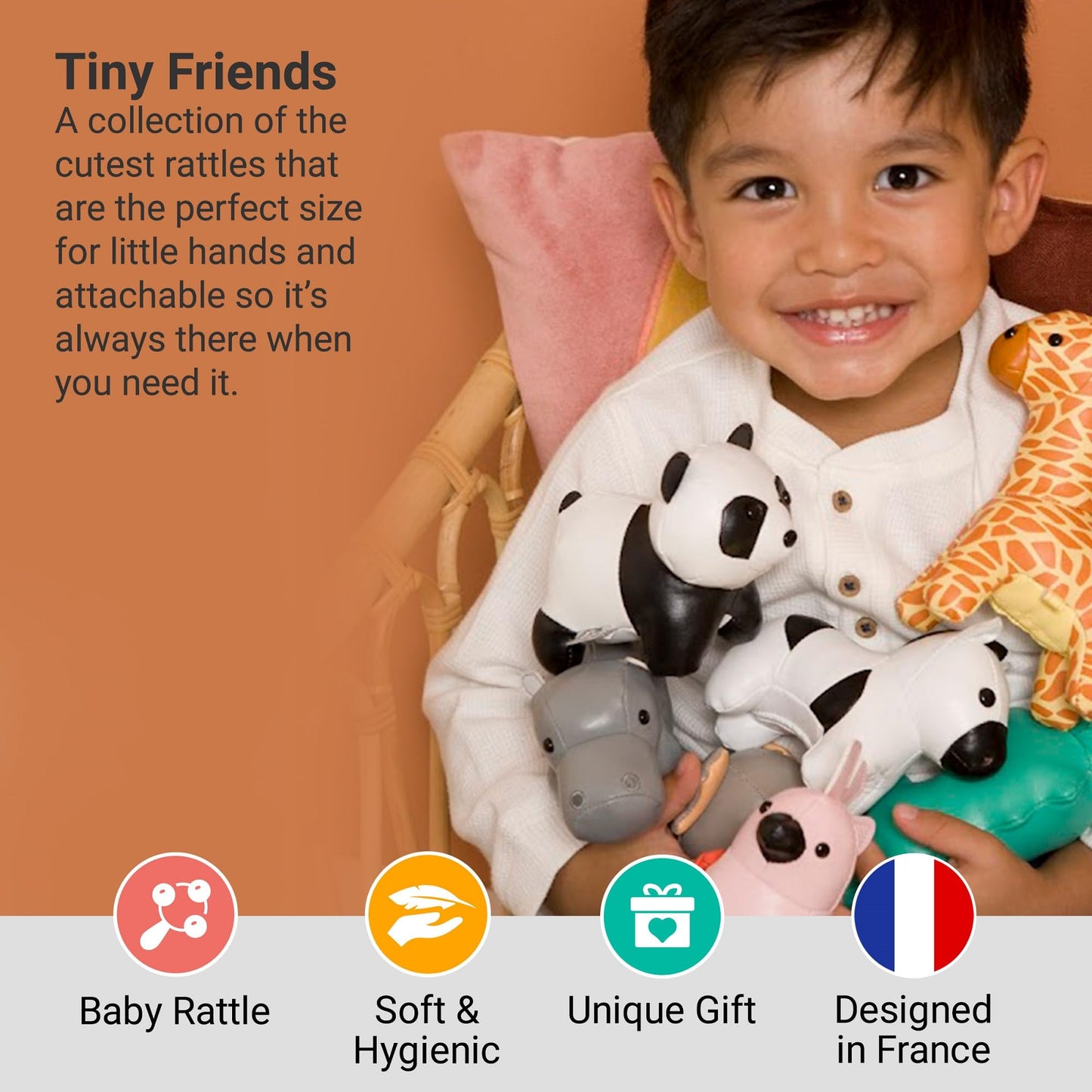 Little Big Friends Tiny Friends | Rattle Toy | Special Stuffed Animal | Easy To Clean | Luca The Panda