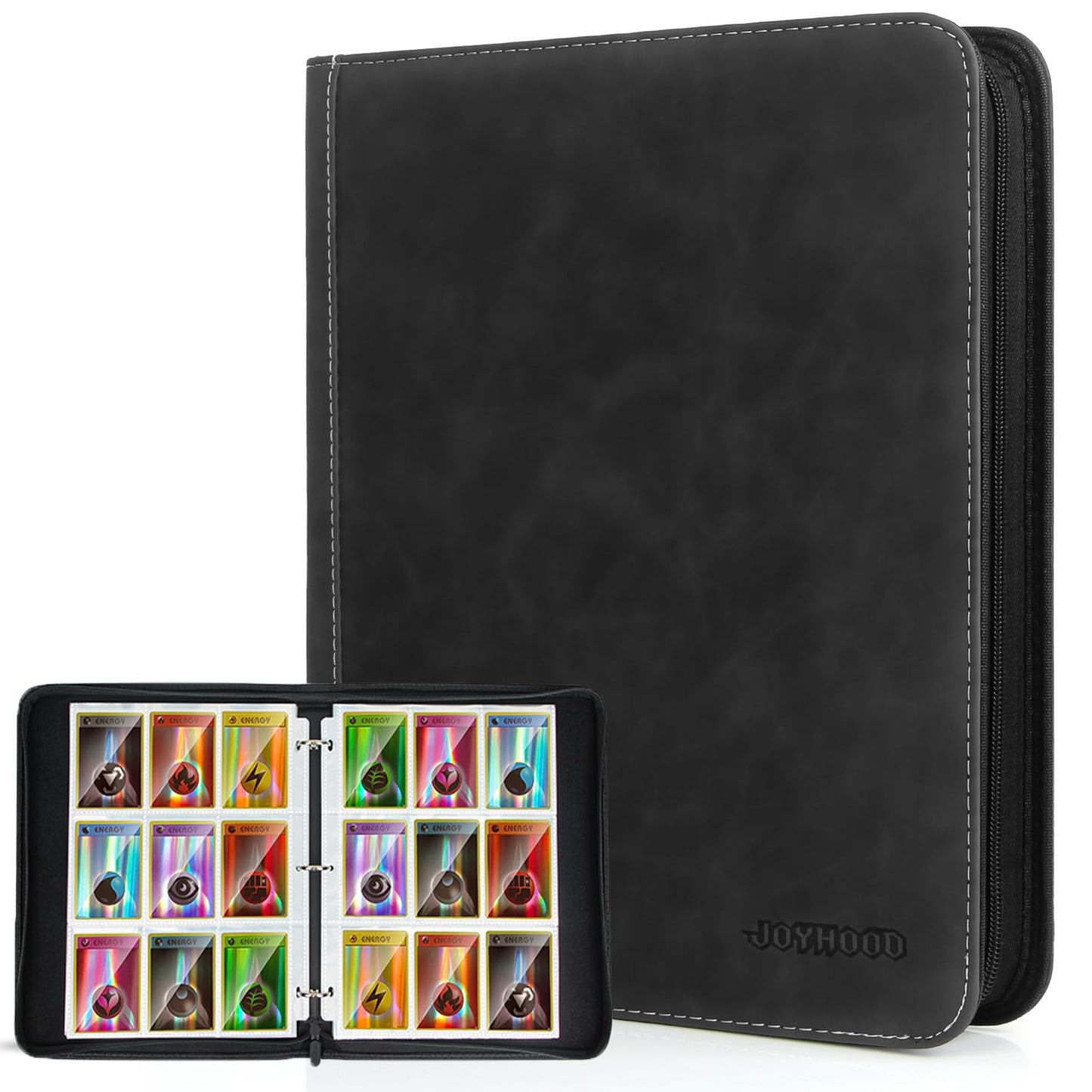 JoyHood Card Binder for Trading Card  Card Collection Binder with 9 Pocket - Hold Up to 900 Cards  Card Album Holder compatible with TCG/PM/MTG/OPCG/YGO Card (Black  9 Pockets)