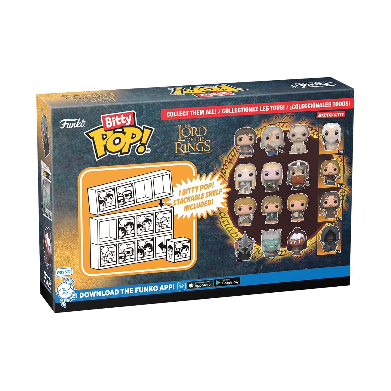 Funko Bitty Pop! Lord Of The Rings - Witch King, 4-Pack And A Surprise Mystery Mini Figure - 0.9 Inch (2.2 Cm) - Lord Of The Rings Collectable - Stackable Display Shelf Included - Gift Idea