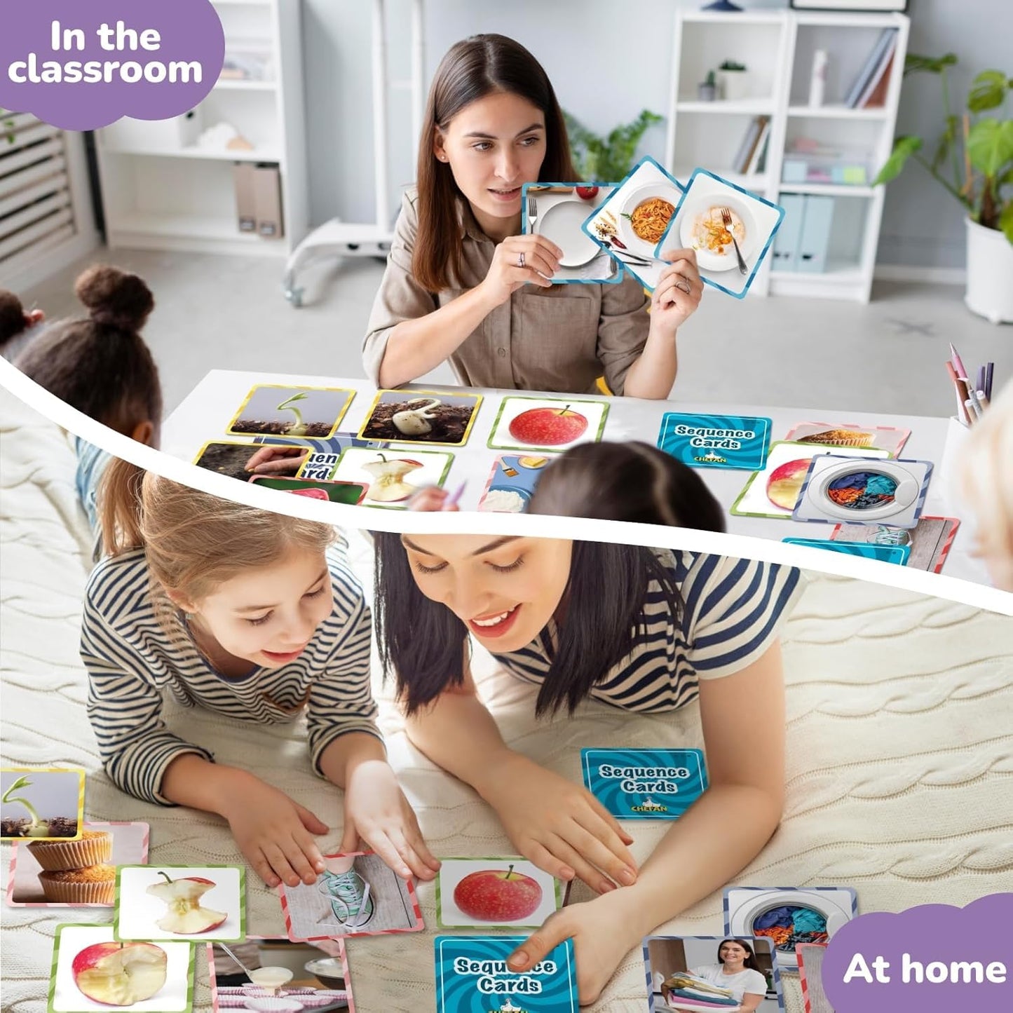 Chefan Sequencing Cards, Sequence Game For Kids, Daily Routine For Speech Therapy, Sentence Building For Autism, Special Education, Preschool, Classroom