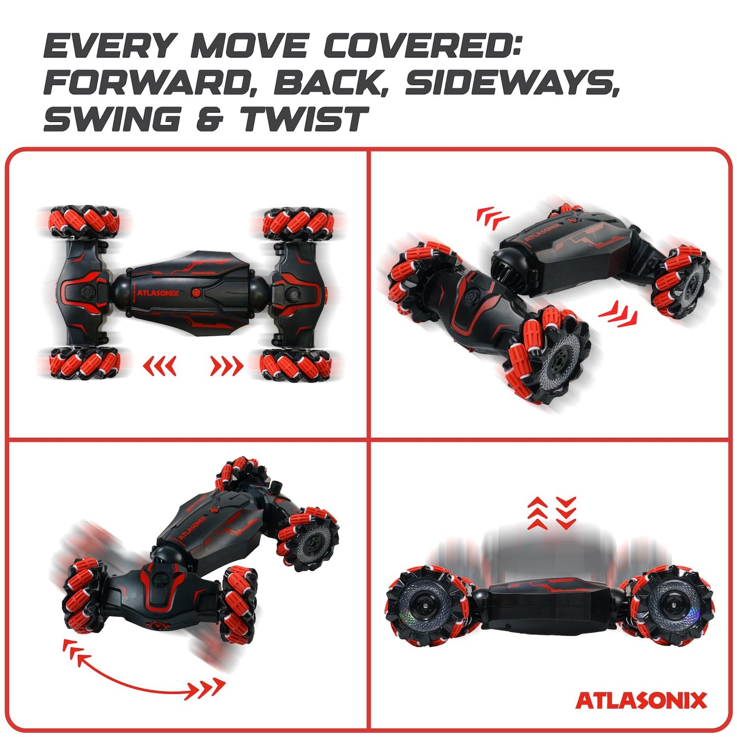 Gesture Sensing RC Stunt Car - Hand Controlled RC Car with 360 Rotating Stunts, Double-Sided Driving, and Hand Gesture Remote Co