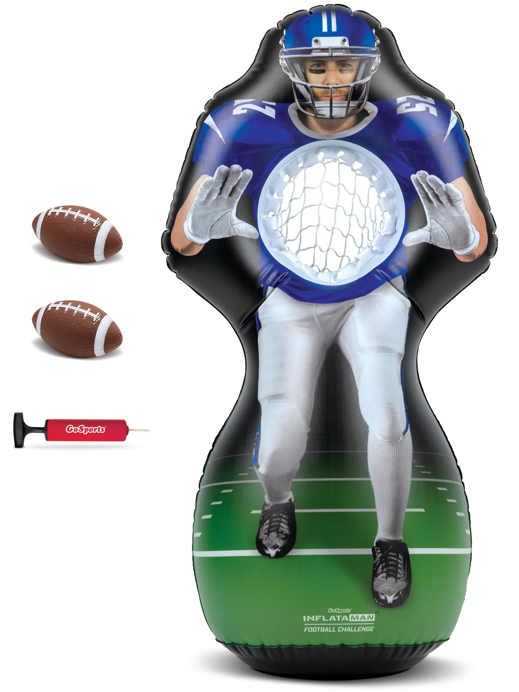 GoSports Inflatable Football Toss Game - 4 ft Receiver, Blue, PVC, Mod ...