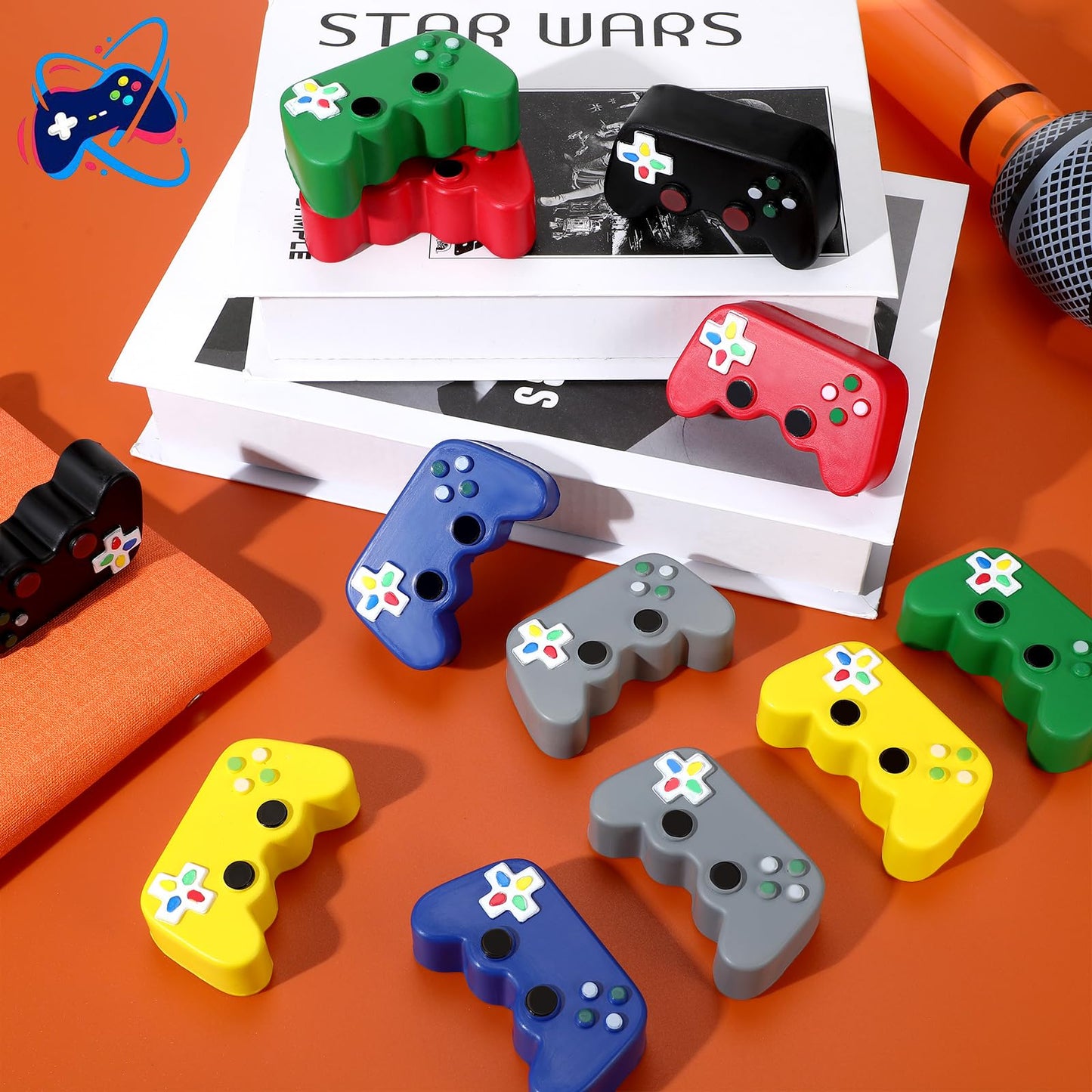 Wettarn 24 Pcs Video Game Party Favors Gamer Video Game Controller Shaped Stress Toys Birthday Party Favors Classic Sensory Fidget Gamer Stress Toys for Kids mature-themed