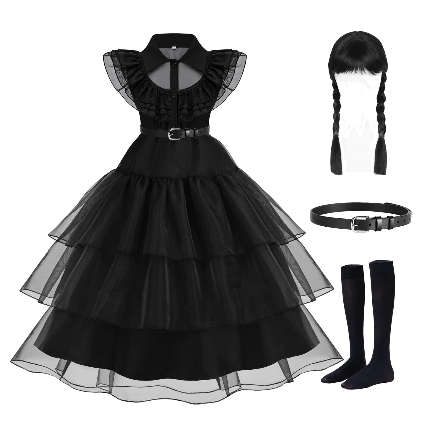 Isswya Black Costume Girls Dress For Kids Black Costumes Halloween Costumes Girls Party Dress 5-6Y