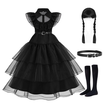Isswya Black Costume Girls Dress For Kids Black Costumes Halloween Costumes Girls Party Dress 5-6Y
