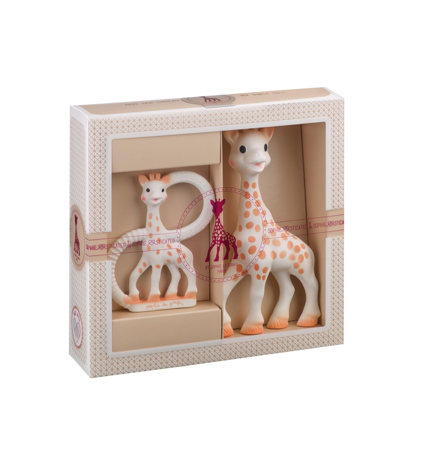 Sophie la girafe Classical Creation Birth Set #1 | Natural Rubber Teething Ring & Gift Bag | Perfect for Teething Babies