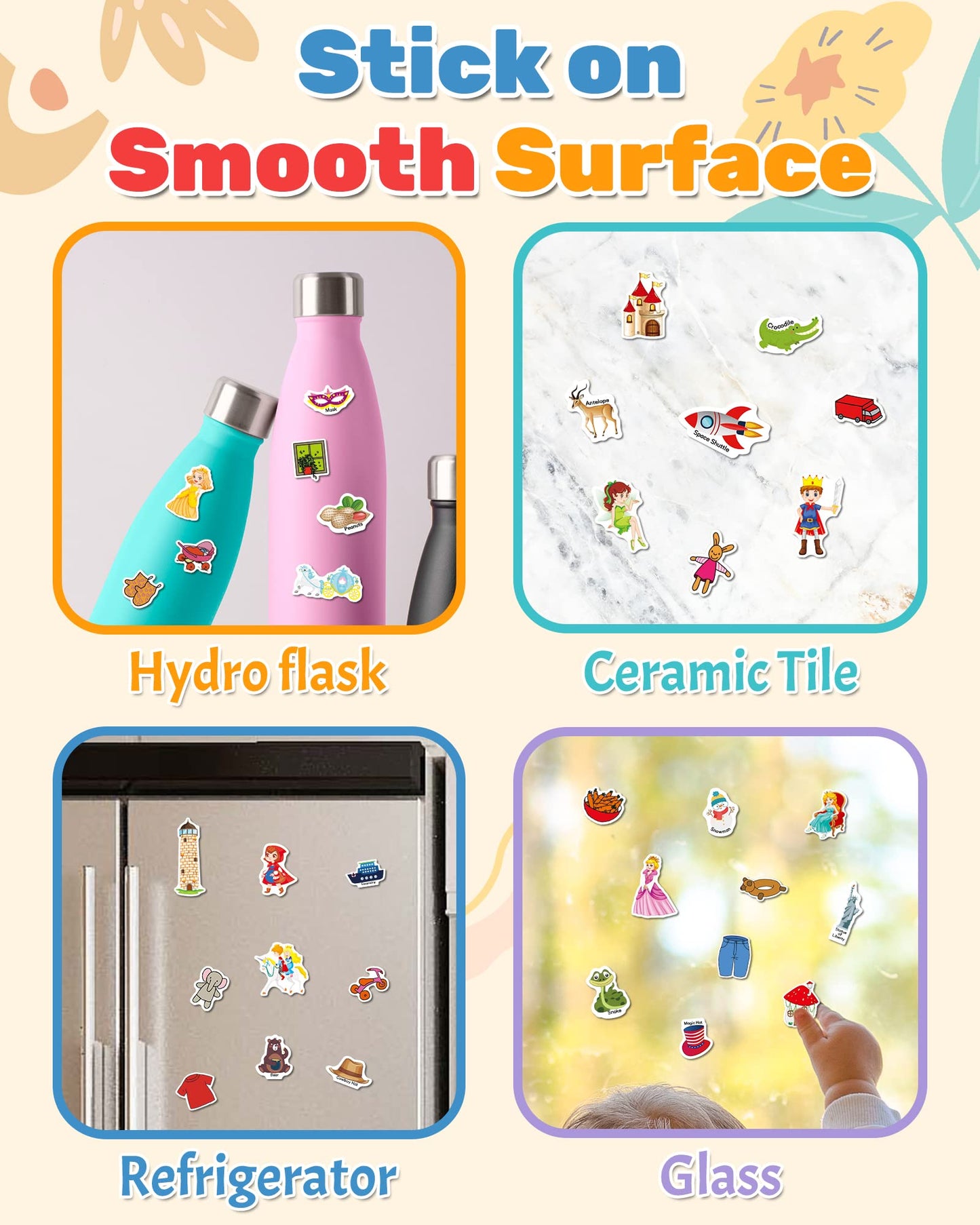 Benresive Reusable Sticker Books For Kids 2-4, Sticker Books For Toddlers 1-3, Toddler Sticker Book Age 2-4, Toddler Travel Toys Activities Crafts Gifts - America Map, Fairy, My House