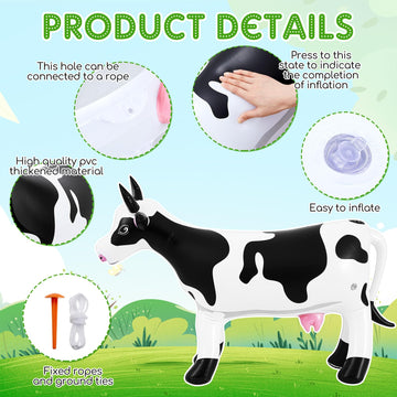 Liliful 2 Pcs 37 Inch Large Inflatable Cow Blow Up Farm Animals Christmas Western Birthday Party Decorations Decorative Inflatable Animals Gifts For Farm Birthday Pool Indoor Outdoor Party Supplies