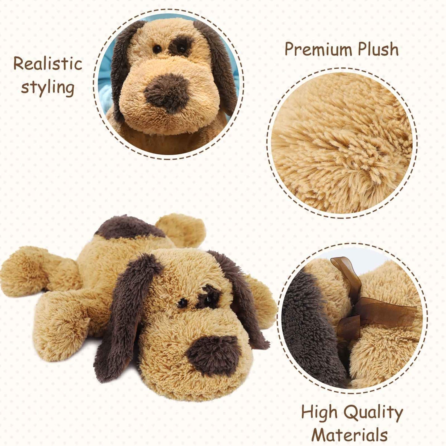 WEIGEDU Floppy Stuffed Dog Toy, Plush Beagle Labrador, 20" Large, Brown