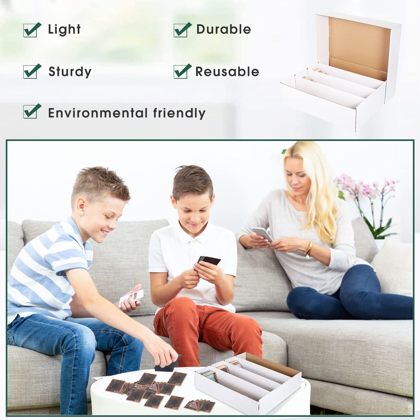 Yexiya 1 Pcs 3200 Count Card Storage Box Trading Card Box White Sports Card Storage Boxes Collectible Trading Card Cases For Soc