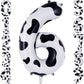 Cow Print Number 6 Balloon, Large 40 Inch Cow Number Birthday Balloons, Foil Mylar Number 6 Balloons For 6 Year Old Birthday Par