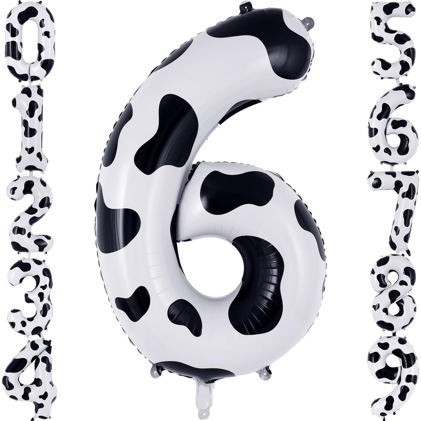 Cow Print Number 6 Balloon, Large 40 Inch Cow Number Birthday Balloons, Foil Mylar Number 6 Balloons For 6 Year Old Birthday Par