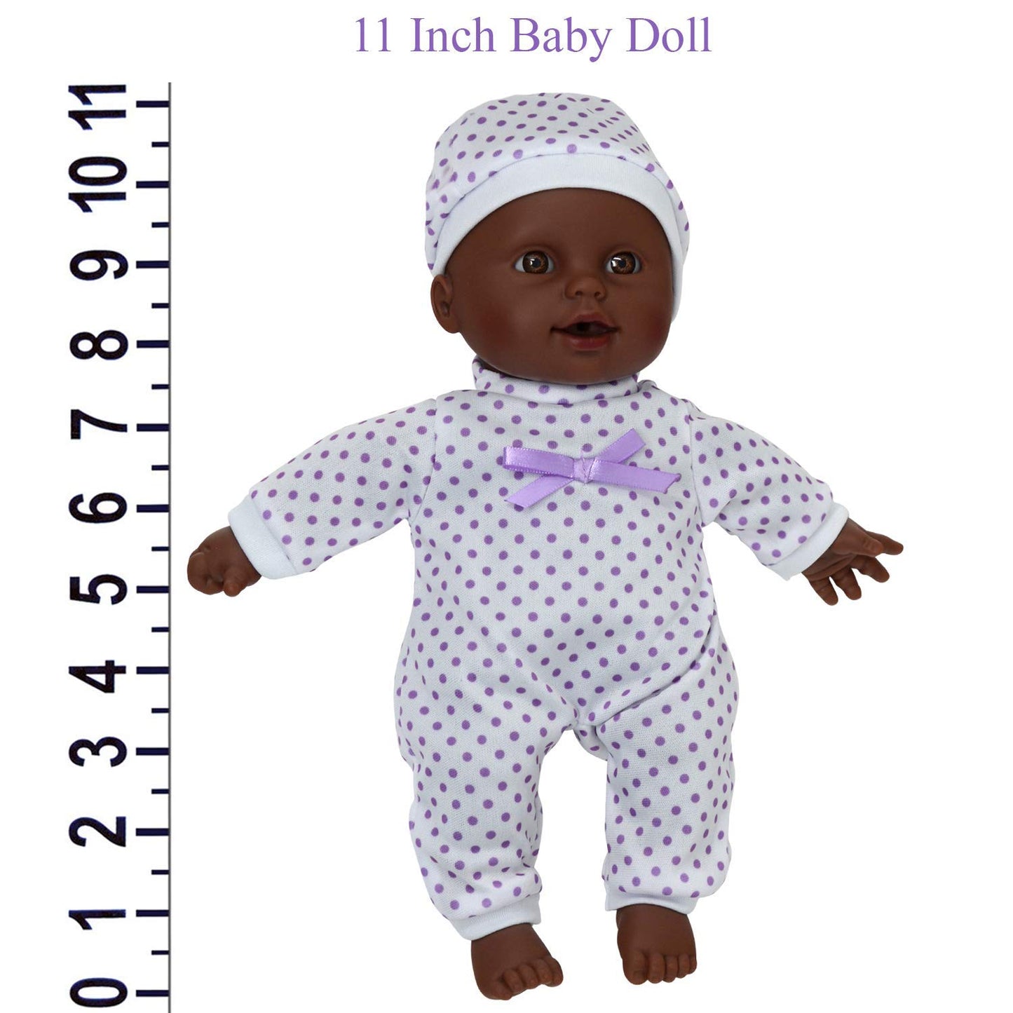 11 Inch Soft Body African American Newborn Baby Doll In Gift Box - Doll Pacifier Included
